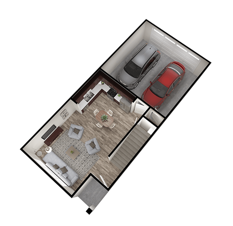 Floor plan for 3 beds, 3 baths, 1528 sqft