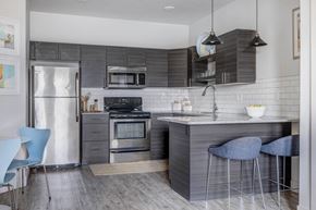 Farmington apartment for rent - a kitchen with stainless steel appliances and a counter