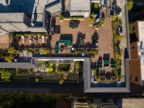 Seattle apartment for rent - an aerial view of a house with a green roof  at Axis, Seattle, Washington