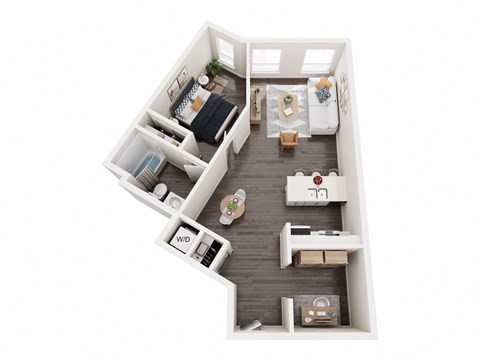 Floor plan for 1 bed, 1 bath, 792 sqft