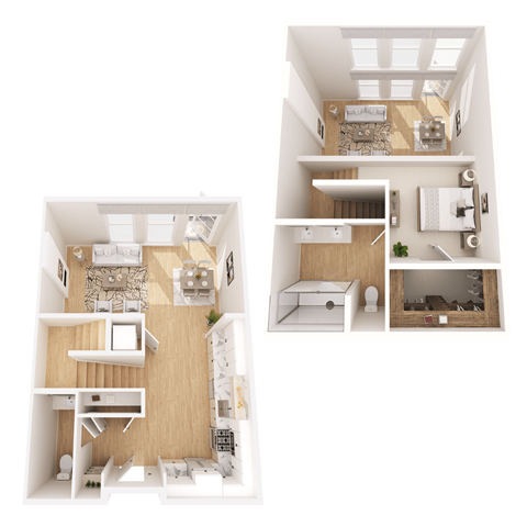Floor plan for 1 bed, 1.5 baths, 1000 sqft