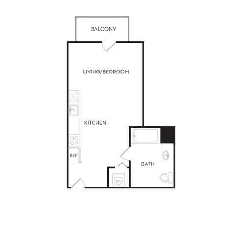 Floor plan for studio, 1 bath, 354 sqft