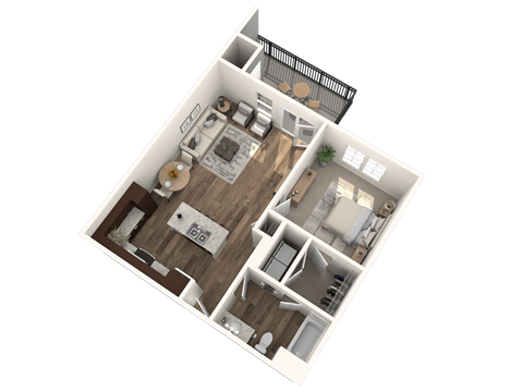 Floor plan for 1 bed, 1 bath, 759 sqft