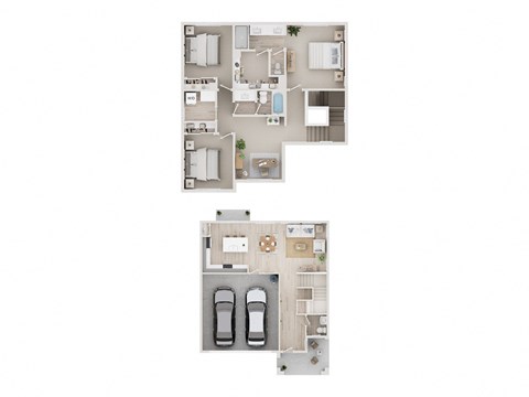 Floor plan for 3 beds, 2 baths, 1649 sqft