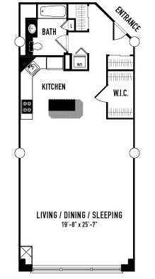 Floor plan for studio, 1 bath, 917 sqft