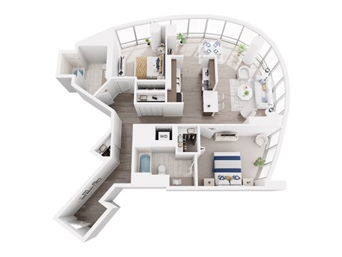 Floor plan for 2 beds, 2 baths, 1177 sqft