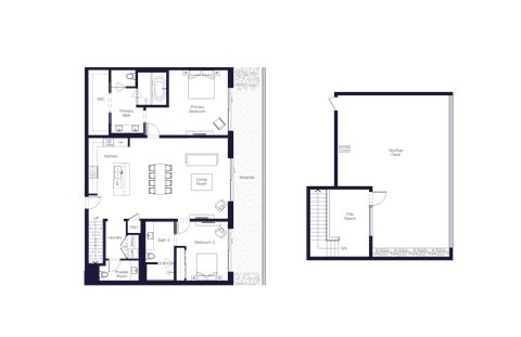 Floor plan for 2 beds, 2.5 baths, 2414 sqft