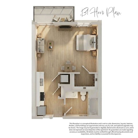 Floor plan for studio, 1 bath, 529 sqft