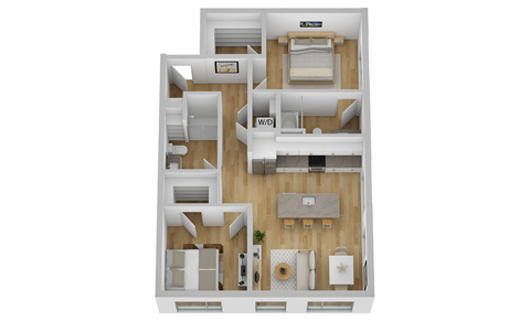 Floor plan for 2 beds, 2 baths, 1004 sqft
