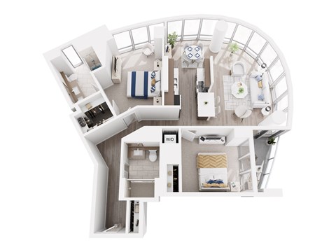 Floor plan for 2 beds, 2 baths, 1223 sqft