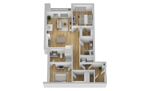 Floor plan for 2 beds, 2 baths, 1110 sqft