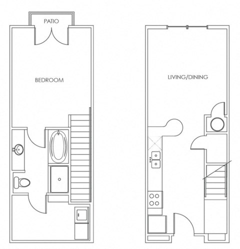 Floor plan for 1 bed, 1 bath, 784 sqft