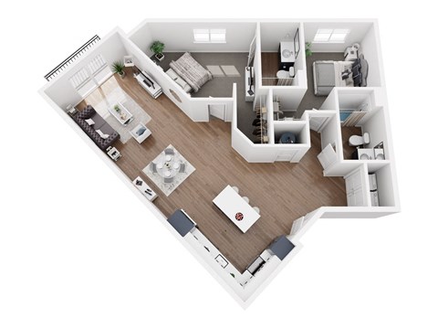 Floor plan for 2 beds, 2 baths, 1162 sqft