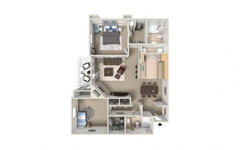Floor plan for 2 beds, 2 baths, 1100 sqft