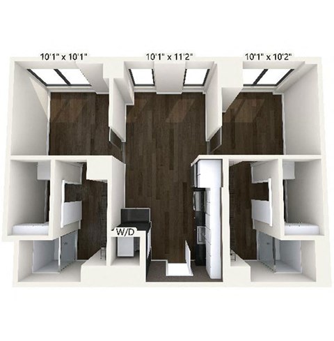 Floor plan for 2 beds, 2 baths, 815 sqft