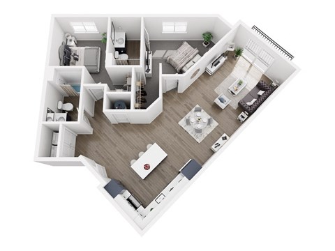 Floor plan for 2 beds, 2 baths, 1207 sqft