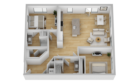 Floor plan for 2 beds, 2 baths, 1152 sqft