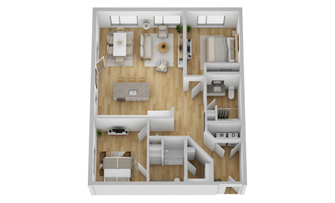 Floor plan for 2 beds, 2 baths, 1152 sqft