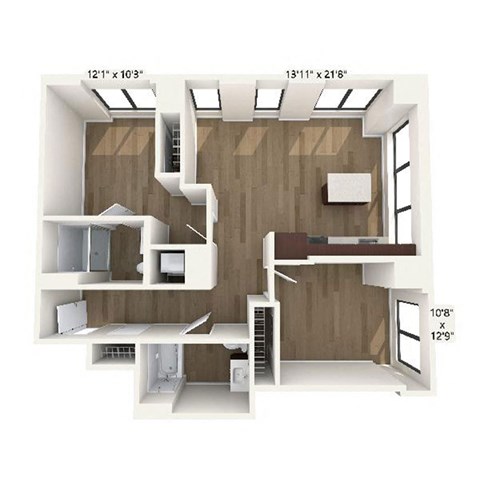 Floor plan for 2 beds, 2 baths, 1062 sqft