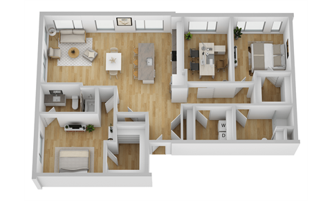 Floor plan for 2 beds, 2 baths, 1523 sqft