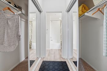 Interior storage space and under stairs closets in select units.