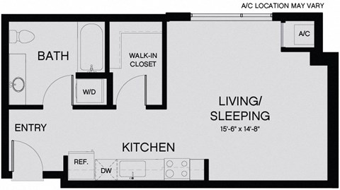 Floor plan for studio, 1 bath, 440 sqft