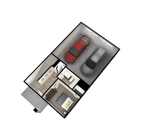 Floor plan for 2 beds, 2 baths, 1377 sqft