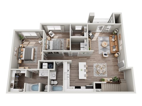 Floor plan for 3 beds, 3 baths, 1941 sqft