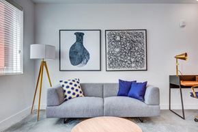 Salt Lake City apartment for rent - Living Room with couch and artwork