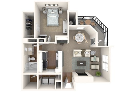 Floor plan for 1 bed, 1 bath, 813 sqft