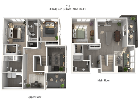 Floor plan for 3 beds, 2 baths, 1920 sqft