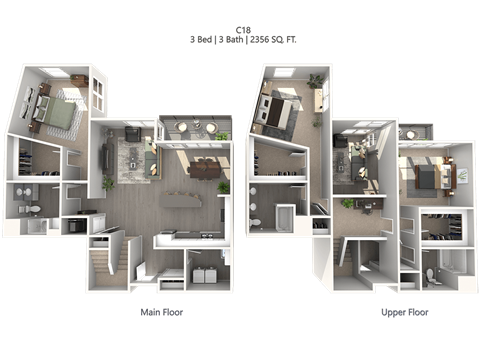 Floor plan for 3 beds, 2 baths, 2356 sqft
