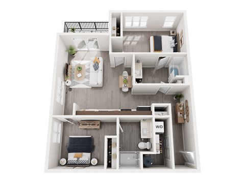 Floor plan for 2 beds, 2 baths, 948 sqft