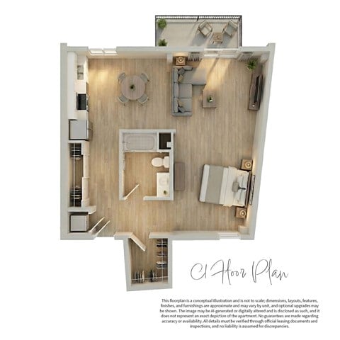 Floor plan for studio, 1 bath, 851 sqft