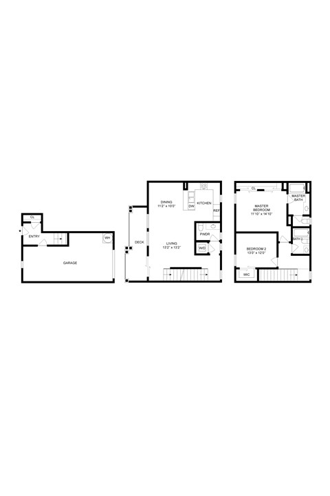 Floor plan for 2 beds, 2 baths, 1245 sqft