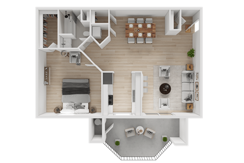 Floor plan for 1 bed, 1 bath, 792 sqft