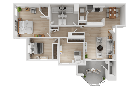 Floor plan for 3 beds, 2 baths, 1320 sqft