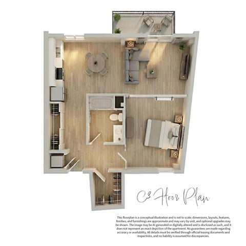 Floor plan for 1 bed, 1 bath, 921 sqft