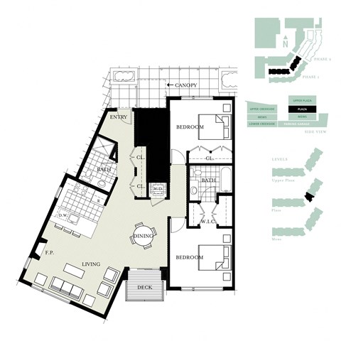 Floor plan for 2 beds, 1.8 baths, 1157 sqft