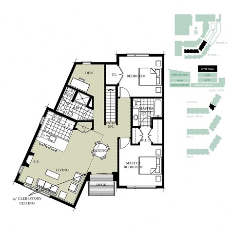 Floor plan for 2 beds, 1.8 baths, 1265 sqft