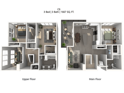 Floor plan for 3 beds, 2 baths, 1744 sqft
