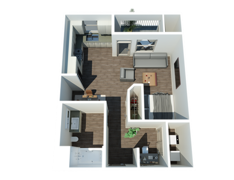 Floor plan for studio, 1 bath, 578 sqft