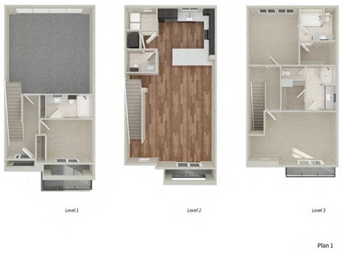 Floor plan for 3 beds, 3.5 baths, 1833 sqft