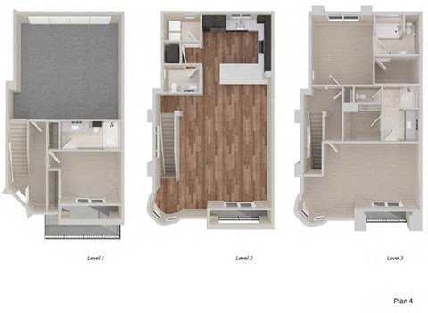 Floor plan for 3 beds, 3.5 baths, 2007 sqft