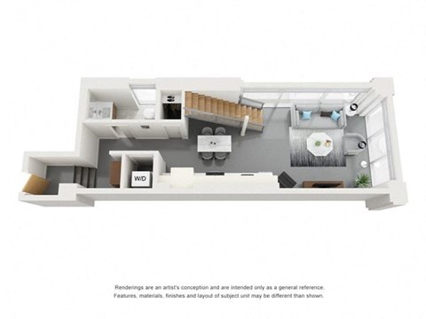 Floor plan for 1 bed, 1 bath, 776 sqft
