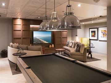 Los Angeles apartment for rent - a living room with a pool table and a tv