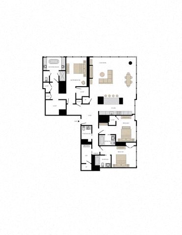 Floor plan for 3 beds, 2.5 baths, 2834 sqft