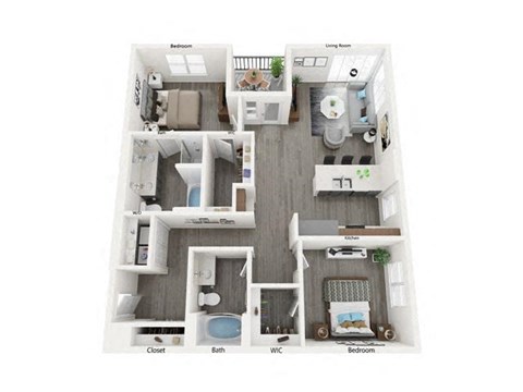 Floor plan for 2 beds, 2 baths, 1210 sqft