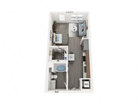 Floor plan for studio, 1 bath, 575 sqft