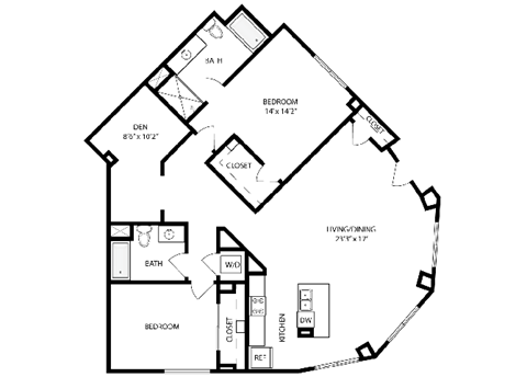 Floor plan for 2 beds, 2 baths, 1520 sqft